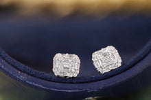 Load image into Gallery viewer, LUOWEND 18K White Gold Natural Diamond Stud Earrings for Women
