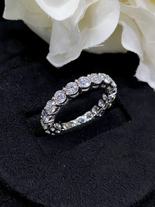 LUOWEND 18K White Gold Real Natural Diamond Ring for Women