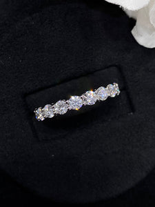 LUOWEND 18K White Gold Real Natural Diamond Ring for Women