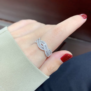 LUOWEND 18K White Gold Real Natural Diamond Ring for Women