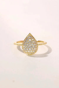 LUOWEND 18K Yellow Gold Natural Diamond Ring for Women