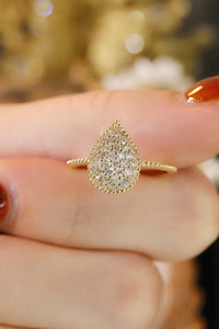 LUOWEND 18K Yellow Gold Natural Diamond Ring for Women
