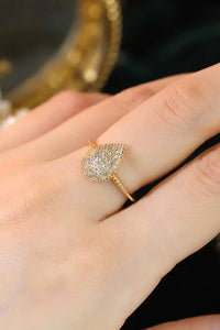 LUOWEND 18K Yellow Gold Natural Diamond Ring for Women