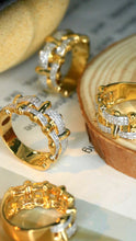 Load image into Gallery viewer, LUOWEND 18K Yellow Gold Real Natural Diamond Ring for Women
