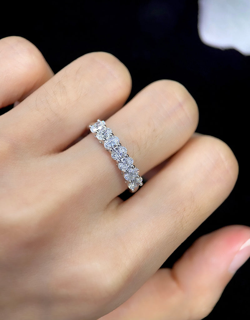 LUOWEND 18K White Gold Real Natural Diamond Ring for Women