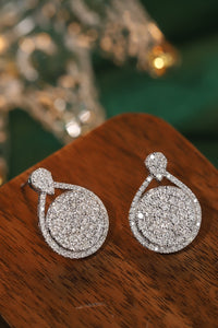 LUOWEND 18K White Gold Natural Diamond Stud Earrings for Women