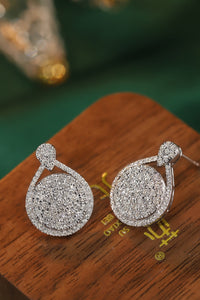 LUOWEND 18K White Gold Natural Diamond Stud Earrings for Women