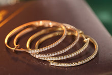 Load image into Gallery viewer, LUOWEND 18K Yellow or Rose Gold Natural Diamond Hoop Earrings for Women
