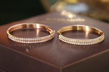 Load image into Gallery viewer, LUOWEND 18K Yellow or Rose Gold Natural Diamond Hoop Earrings for Women
