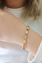 Load image into Gallery viewer, LUOWEND 18K Yellow Gold Real Natural Aquamarine Bracelet for Women
