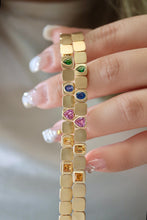 Load image into Gallery viewer, LUOWEND 18K Yellow Gold Real Natural Aquamarine Bracelet for Women
