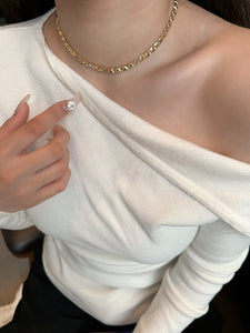 LUOWEND 18K Yellow Gold Real Natural Diamond Necklace for Women