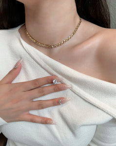 LUOWEND 18K Yellow Gold Real Natural Diamond Necklace for Women