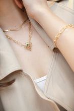 Load image into Gallery viewer, LUOWEND 18K Yellow Gold Real Natural Emerald Necklace for Women
