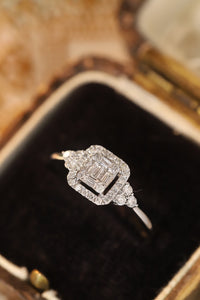 LUOWEND 18K White Gold Real Natural Diamond Ring for Women