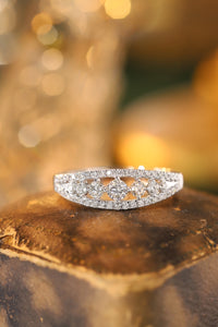 LUOWEND 18K White or Yellow Gold Real Natural Diamond Ring for Women