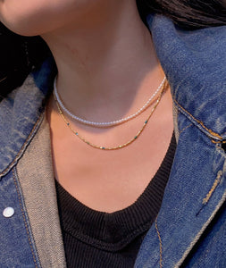 LUOWEND 18K Yellow Gold Necklace for Women