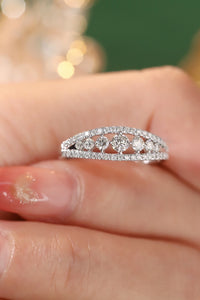 LUOWEND 18K White or Yellow Gold Real Natural Diamond Ring for Women
