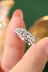 LUOWEND 18K White or Yellow Gold Real Natural Diamond Ring for Women