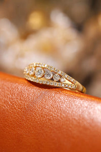 LUOWEND 18K White or Yellow Gold Real Natural Diamond Ring for Women