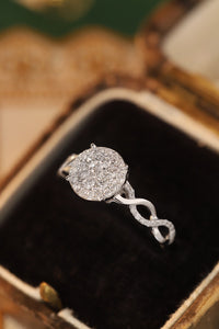LUOWEND 18K White or Yellow Gold Real Natural Diamond Ring for Women