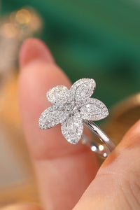 LUOWEND 18K White or Yellow Gold Real Natural Diamond Ring for Women