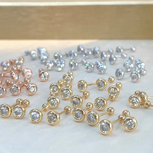 LUOWEND 18K White/Yellow/Rose Gold Natural Diamond Earrings for Women