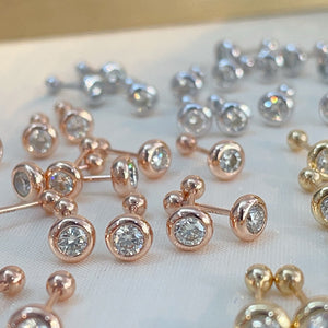 LUOWEND 18K White/Yellow/Rose Gold Natural Diamond Earrings for Women