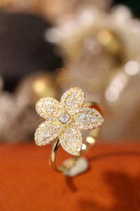 LUOWEND 18K White or Yellow Gold Real Natural Diamond Ring for Women