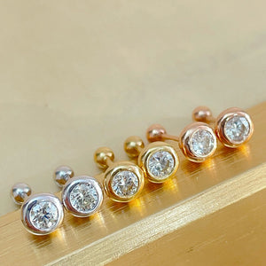 LUOWEND 18K White/Yellow/Rose Gold Natural Diamond Earrings for Women