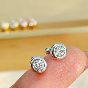 LUOWEND 18K White/Yellow/Rose Gold Natural Diamond Earrings for Women