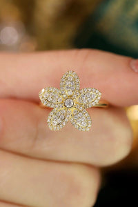 LUOWEND 18K White or Yellow Gold Real Natural Diamond Ring for Women