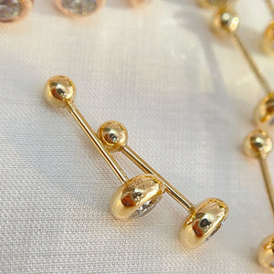 LUOWEND 18K White/Yellow/Rose Gold Natural Diamond Earrings for Women