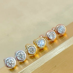 LUOWEND 18K White/Yellow/Rose Gold Natural Diamond Earrings for Women