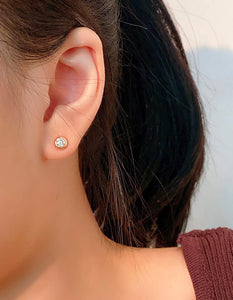 LUOWEND 18K White/Yellow/Rose Gold Natural Diamond Earrings for Women