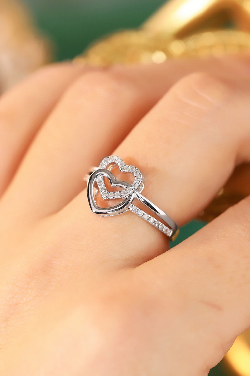 LUOWEND 18K White or Yellow Gold Real Natural Diamond Ring for Women