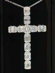 LUOWEND 18K White Gold Natural Diamond Pendant Necklace for Women