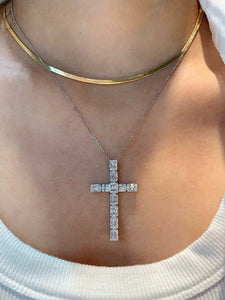 LUOWEND 18K White Gold Natural Diamond Pendant Necklace for Women