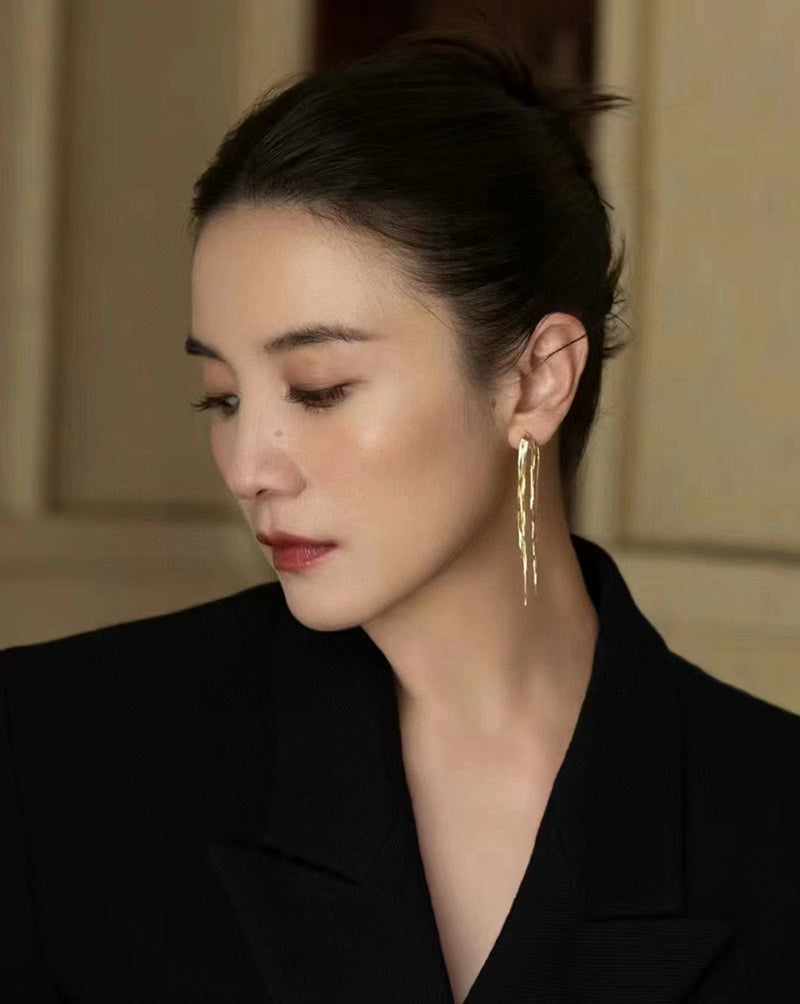 LUOWEND 18K White/Yellow Gold Drop Earrings for Women