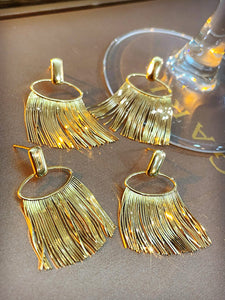 LUOWEND 18K Yellow Gold Drop Earrings for Women