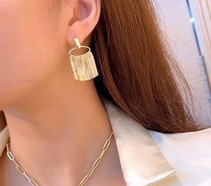 LUOWEND 18K Yellow Gold Drop Earrings for Women