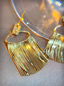 LUOWEND 18K Yellow Gold Drop Earrings for Women