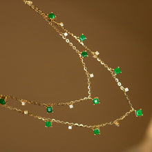 Load image into Gallery viewer, LUOWEND 18K Yellow Gold Fine Jewelry Natural Emerald Necklace for Women
