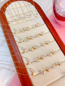 LUOWEND 18K Yellow Gold Natural Diamond Necklace for Women