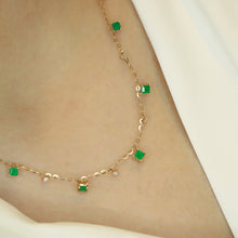 Load image into Gallery viewer, LUOWEND 18K Yellow Gold Fine Jewelry Natural Emerald Necklace for Women
