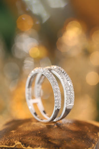 LUOWEND 18K White or Yellow Gold Real Natural Diamond Ring for Women
