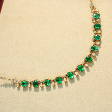Load image into Gallery viewer, LUOWEND 18K Yellow Gold Fine Jewelry Natural Emerald Necklace for Women

