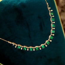 Load image into Gallery viewer, LUOWEND 18K Yellow Gold Fine Jewelry Natural Emerald Necklace for Women
