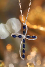 Load image into Gallery viewer, LUOWEND 18K White Gold Real Natural Sapphire and Diamond Gemstone Necklace for Women
