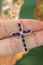 Load image into Gallery viewer, LUOWEND 18K White Gold Real Natural Sapphire and Diamond Gemstone Necklace for Women
